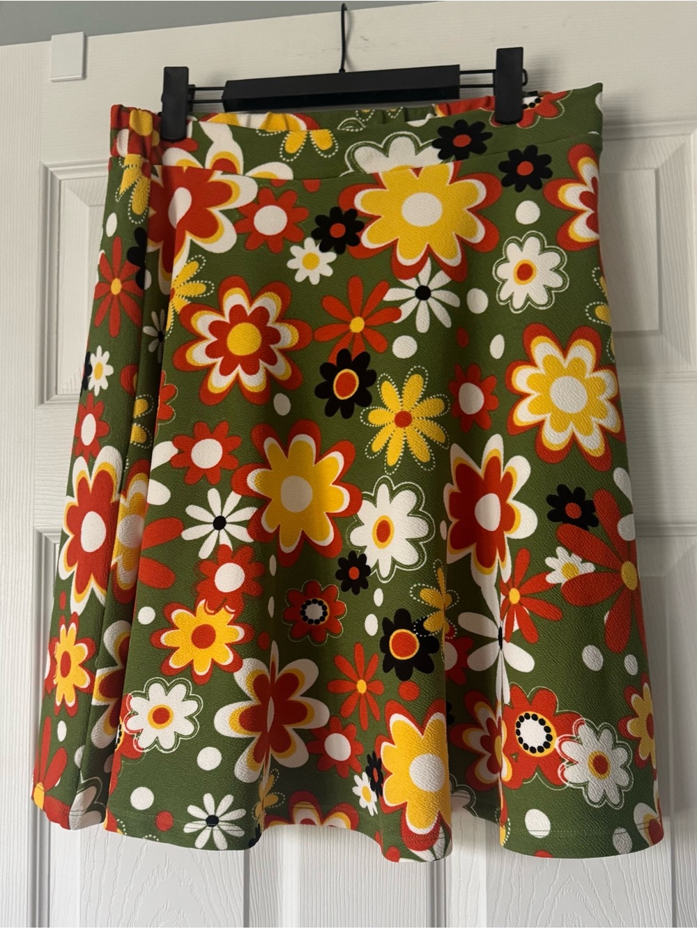 NEW Smak Parlour floral skater hippie 70s flower power 🌸 skirt large green poly
